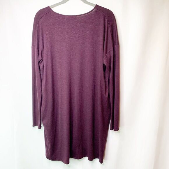Wilfred Free Womens Purple Long Sleeve Straight Hem V Neck Shift Dress Size L - Picture 2 of 8